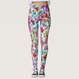 GLÜCKSSAATGUT LEGGINGS WATERCOLOR BLUME W/MONOGRAM