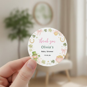 Glücksschleifen-Baby-Shower-Dankeschön-Aufkleber Runder Aufkleber