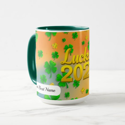 Glücksschleifen-Grün Tasse (Vorderseite Links)