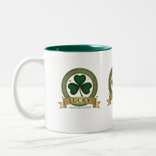 Glücksschleifen-Irland-Kleeblatt-St.-Patricks-Tag- Zweifarbige Tasse