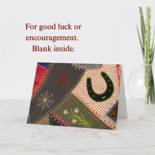 Glücksschuh Hufeisen Vintage Patchwork Crazy Quilt Karte