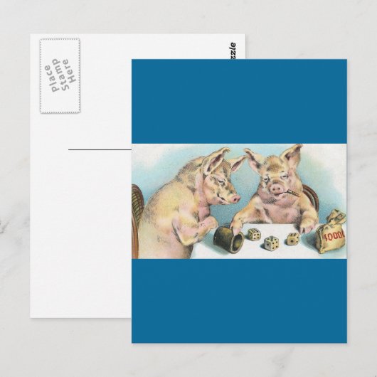 Glücksschweine Postkarte (Vorne/Hinten)
