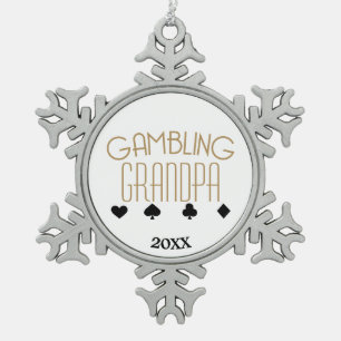 Glücksspiel-Opa Schneeflocken Zinn-Ornament