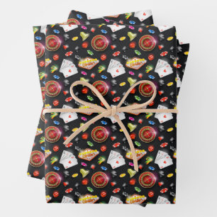 Glücksspiel-Roulette-Würfel-Vegas-Poker-Chips-Kart Geschenkpapier Set