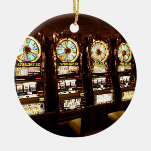 Glücksspielmaschine ein bewaffnetes Bandit-Geld La Keramik Ornament (Vorne)