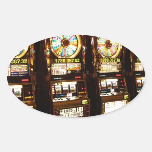 Glücksspielmaschine ein bewaffnetes Bandit-Geld La Ovaler Aufkleber (Vorderseite)