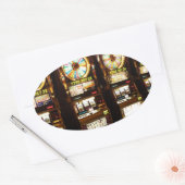 Glücksspielmaschine ein bewaffnetes Bandit-Geld La Ovaler Aufkleber (Umschlag)