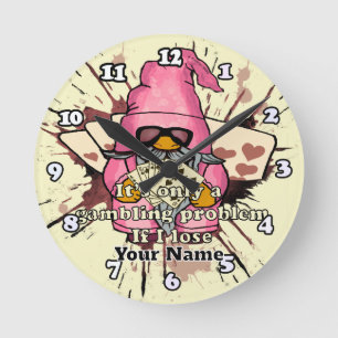 Glücksspielproblem-Gnom Runde Wanduhr