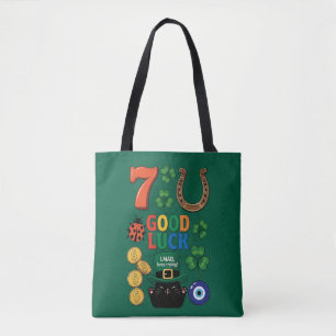 Glückssymbole und lustige Katze Tasche
