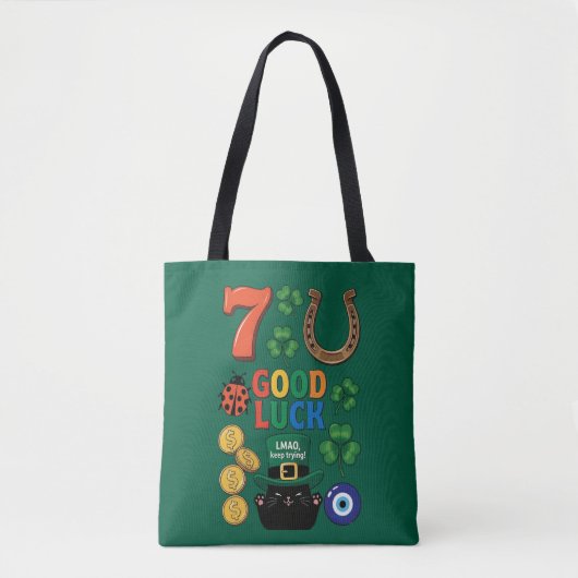 Glückssymbole und lustige Katze Tasche (Vorderseite)