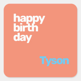 Glückstag minimalrosa modernes Party Quadratischer Aufkleber