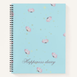 Glückstagebuch Pastell Blau Rosa Floral Gold Glanz Notizblock