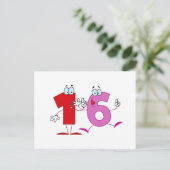 Glückszahl 16 postkarte (Stehend Vorderseite)