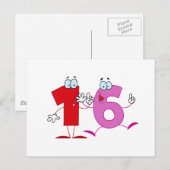 Glückszahl 16 postkarte (Vorne/Hinten)