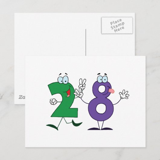 Glückszahl 28 postkarte (Vorne/Hinten)