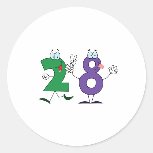 Glückszahl 28 runder aufkleber (Vorderseite)