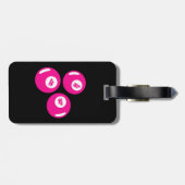 Glückszahl 4 rosa Bälle Gepäckanhänger (Rückseite horizontal)