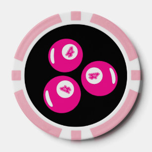 Glückszahl 4 rosa Bälle Pokerchips