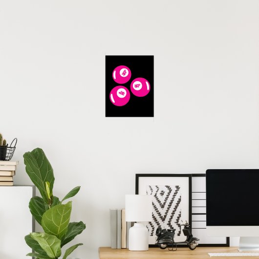 Glückszahl 4 rosa Bälle Poster (Heimbüro)