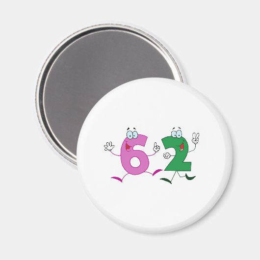 Glückszahl 62 magnet (Vorderseite/Rückseite)