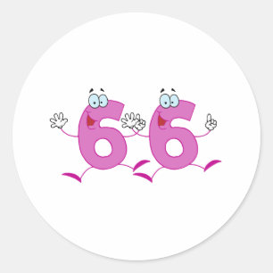 Glückszahl 66 runder aufkleber