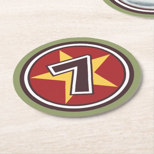 Glückszahl 7 runder pappuntersetzer (Angewinkelt)