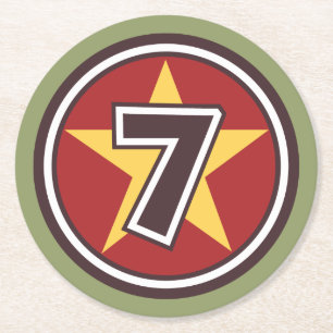 Glückszahl 7 runder pappuntersetzer