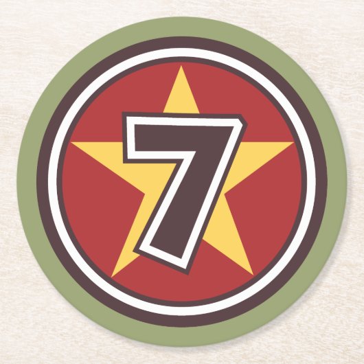 Glückszahl 7 runder pappuntersetzer (Vorderseite)