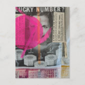Glückszahl Dame Mixed Media Collage Postkarte (Vorderseite)