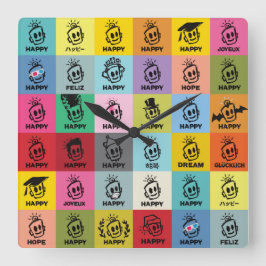 GLÜCKSzeit Quadratische Wanduhr