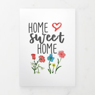 Glückszitat Home Sweet Home Blumen Dreifach Gefaltete Karte