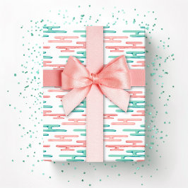 Glückverheißende Wolkenbänder in Türkis und Flamin Geschenkpapier