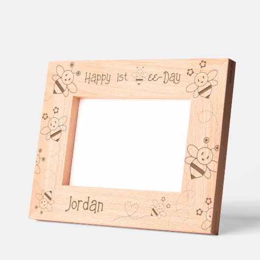 Glückwunsch 1. Bee-Day Personalisiert Geätzte Rahmen (Links)