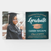 Glückwunsch 1 Foto Aquamarin und Imitate Kupfer Ab Banner (Horizontal)