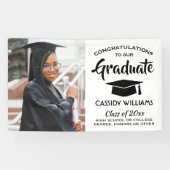 Glückwunsch 1 Foto Einfache Schwarzweiß-Abschluss Banner (Horizontal)