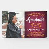 Glückwunsch 1 Foto Maroon Roter Gold Gelber Abschl Banner (Horizontal)