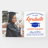 Glückwunsch 1 Foto Moderne Orange und Blauer Absch Banner (Horizontal)