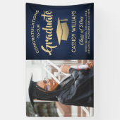 Glückwunsch 1 Foto Navy Blue Gold Moderner Abschlu Banner (Vertikal)
