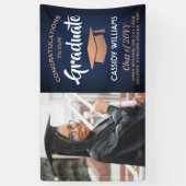 Glückwunsch 1 Foto Navy Blue White Copper Abschlus Banner (Vertikal)