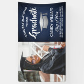 Glückwunsch 1 Foto Navy Blue White Silver Abschlus Banner (Vertikal)