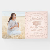 Glückwunsch 1 Foto Rosa Rose Gold Glitzer Abschlus Banner (Horizontal)