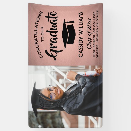 Glückwunsch 1 Foto Rosa Rose Gold und Schwarz Absc Banner (Vertikal)