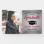 Glückwunsch 1 Foto Rot Grau Schwarz Moderner Absch Banner (Horizontal)