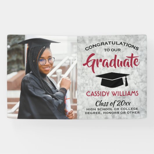 Glückwunsch 1 Foto Roter Schwarzer Abschluss Banner (Horizontal)