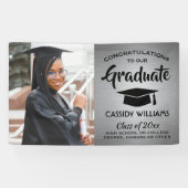 Glückwunsch 1 Foto Silver & Black Moderner Abschlu Banner (Horizontal)