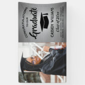 Glückwunsch 1 Foto Silver & Black Moderner Abschlu Banner (Vertikal)