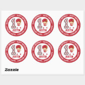 Glückwunsch 1. Geburtstag Baseball Batter Red Runder Aufkleber (Blatt)