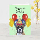 Glückwunsch 1. Geburtstag Boxer Grußkarte Karte (Gelbe Blume)