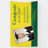 Glückwunsch 2025 Grad Name Foto Grün Gelb Banner (Vertikal)