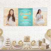 Glückwunsch 2 Foto Aquamarin Blue Gold Brushed Abs Banner